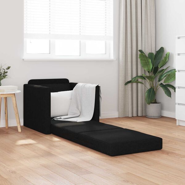 vidaXL Divano letto 60cm Nero Tessuto