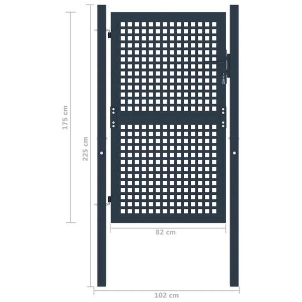 vidaXL Cancello per recinzione antracite 102x175 cm in acciaio