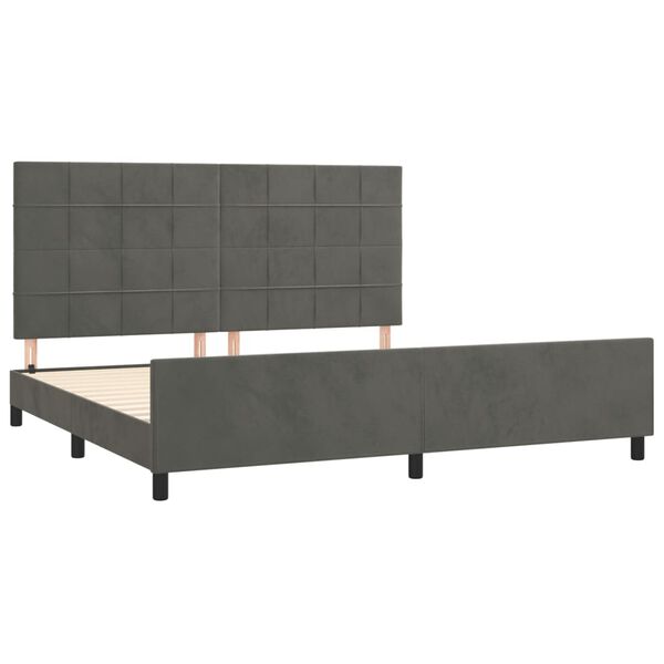 vidaXL Giroletto senza Materasso Grigio Scuro 200x200 cm Velluto
