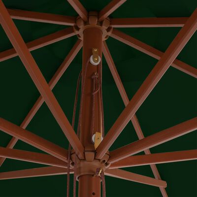 vidaXL Ombrellone da Esterni con Palo in Legno 350 cm Verde