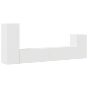 vidaXL Set di Mobili Porta TV 4 pz Bianco in Legno Multistrato