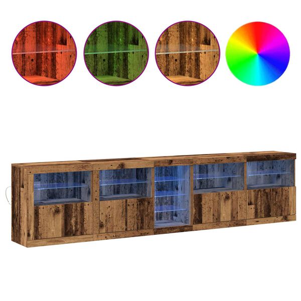 vidaXL Madia LED Legno vecchio 283 x 37 x 67 cm Legno multistrato