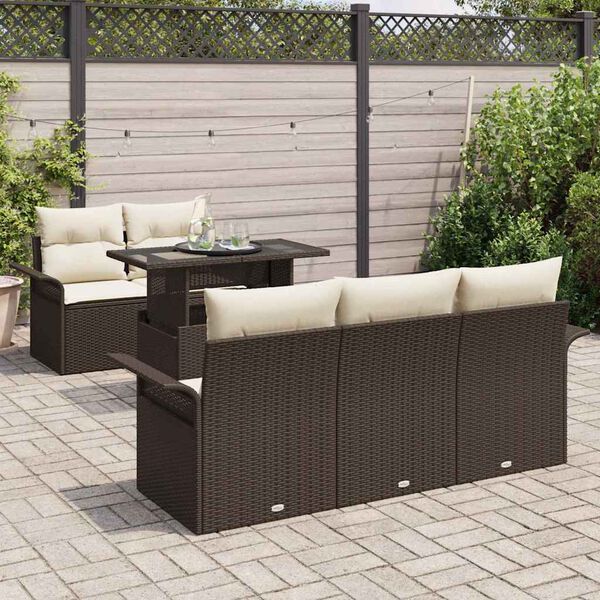 vidaXL Set Divano da Giardino 6 pcs Marrone Rattan in Polipropilene
