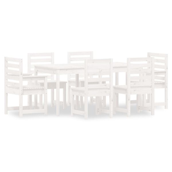 vidaXL Set da Pranzo per Giardino 7pz Bianco in Legno Massello di Pino
