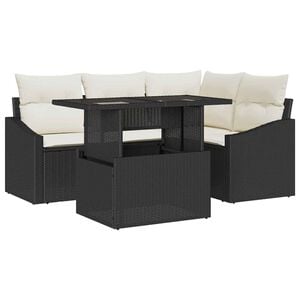 vidaXL Set Divano da Giardino 5 pz Nero e Crema polyrattan