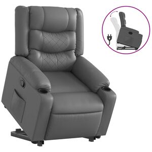 vidaXL Poltrona Alzapersona Reclinabile Grigio in Similpelle