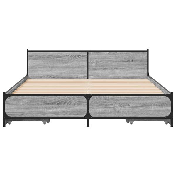 vidaXL Giroletto Cassetti Grigio Sonoma 120x190 cm Legno Multistrato