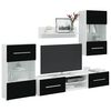 vidaXL Mobili con Vetrina Parete Unità TV 5 pz con Luci LED Nero