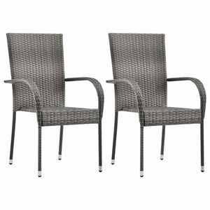 vidaXL Sedie da Esterno Impilabili 2 pz Grigie in Polyrattan