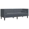 vidaXL Set Divani Chesterfield 3pz con Cuscini Grigio Scuro Velluto