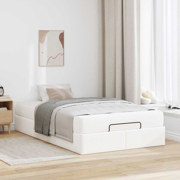 vidaXL Struttura letto con materasso con materasso 2 pcs Bianco PVC