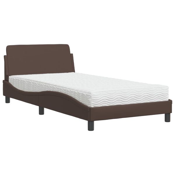 vidaXL Letto con Materasso Dover Marrone 100x200cm in Similpelle