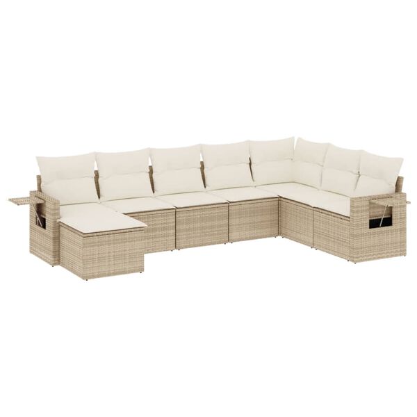vidaXL Set Divano da Giardino 8 pz con Cuscini Beige in Polyrattan
