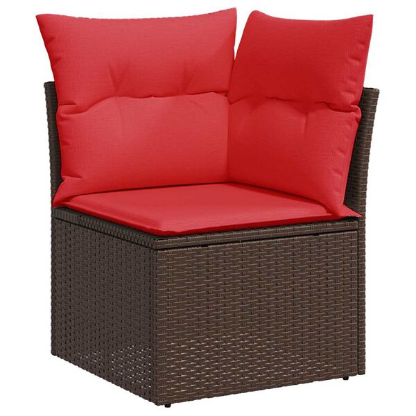 vidaXL Set Divani Giardino 7 pz con Cuscini Marrone Polyrattan Acacia