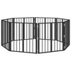 vidaXL Cancello per cani 8 pz Nero 60 x 60 cm Acciaio zincato
