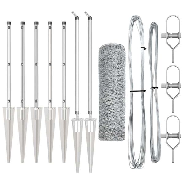 vidaXL Palo della recinzione Argento 10 x 0,5 m (rete da 25 mm)