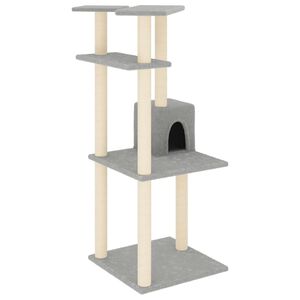 vidaXL Albero per Gatti con Tiragraffi in Sisal Grigio Chiaro 123 cm