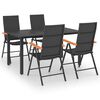 vidaXL Set da Pranzo da Giardino 5 pz Nero e Marrone