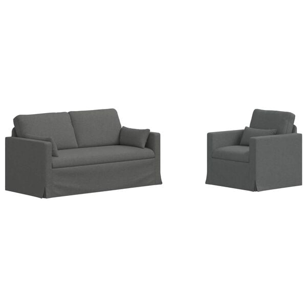 vidaXL Divano 2 pcs Grigio scuro