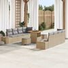 vidaXL Set Divano da Giardino con cuscino 11 pcs Beige Poly Rattan