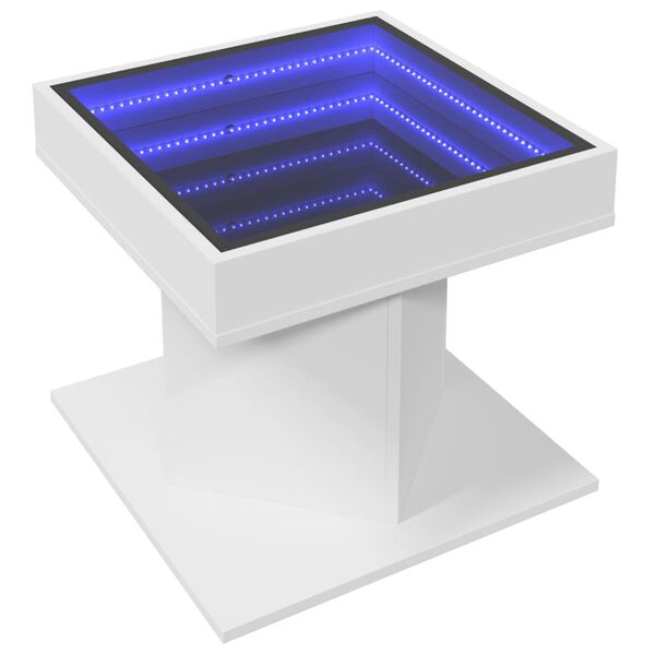 vidaXL Tavolino Salotto con LED Bianco 50x50x45 cm Legno Multistrato