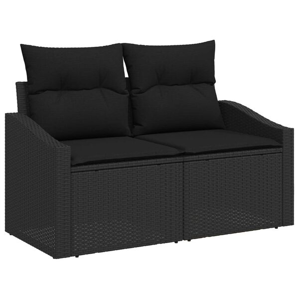 vidaXL Set Divano da Giardino con archiviazione 5 pcs Nero polyrattan