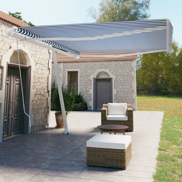 vidaXL Tenda Retrattile Manuale con Palo 450x350 cm Arancio Marrone