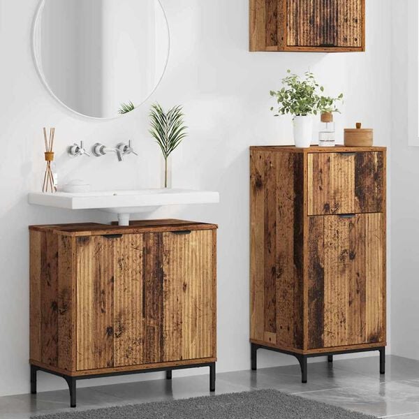 vidaXL Set di mobili per il bagno con cassetto 2 pcs Legno vecchio