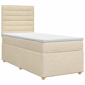 vidaXL Letto box spring con materasso Crema 80 x 200 cm Tessuto