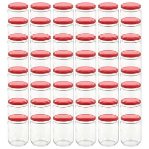 vidaXL Vasi per Marmellata in Vetro Coperchio Rosso 48 pz 230 ml