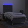 vidaXL Letto a Molle Materasso e LED Grigio Scuro 90x190 cm in Tessuto