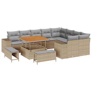 vidaXL Set Divano da Giardino con cuscino 12 pcs Beige polyrattan