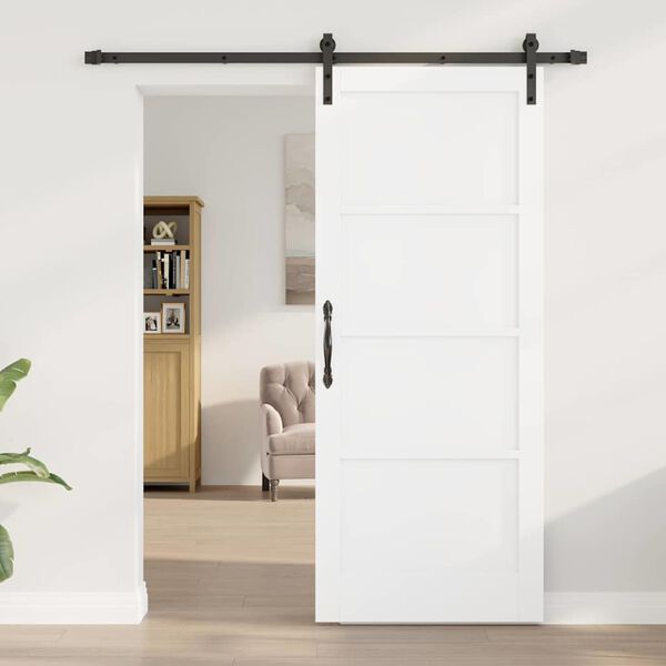vidaXL Porta scorrevole Bianco e Nero 83 x 202 cm Pino massello