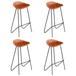 vidaXL Sgabelli da Bar 4 pz in Vera Pelle Marrone