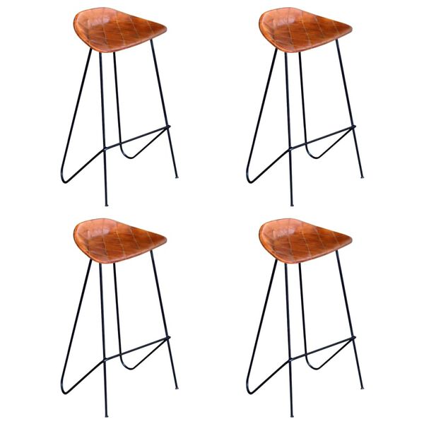 vidaXL Sgabelli da Bar 4 pz in Vera Pelle Marrone