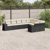 vidaXL Set Divani da Giardino 9 pz con Cuscini Nero in Polyrattan