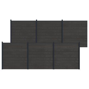 vidaXL Set di Recinzione 6 pcs 1045 x 186 cm WPC e Alluminio Nero