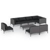 vidaXL Set Divani da Giardino 9 pz con Cuscini Polyrattan Grigio Scuro