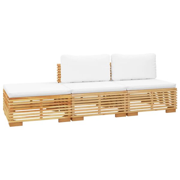 vidaXL Set Divani da Giardino 3 pz con Cuscini Legno Massello di Teak