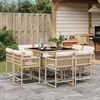 vidaXL Set da Pranzo da Giardino 9 pz con Cuscini Beige in Polyrattan