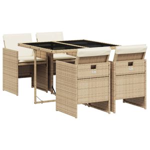 vidaXL Set da Pranzo da Giardino 5 pz con Cuscini Beige in Polyrattan