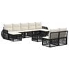 vidaXL Set Divano da Giardino 10 pcs Nero e Bianco Crema polyrattan