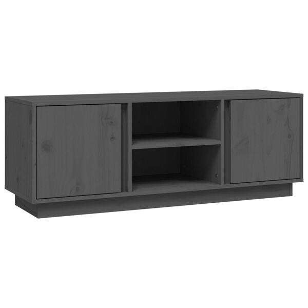 vidaXL Mobile Porta TV Grigio 110x35x40,5 cm in Legno Massello di Pino