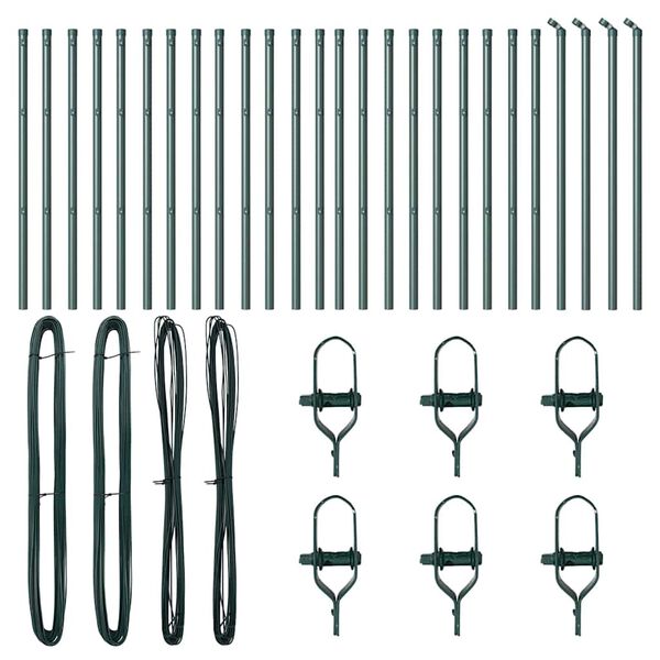 vidaXL Palo della recinzione 26 pcs Verde 3,2 x 3,2 x 100 cm Acciaio