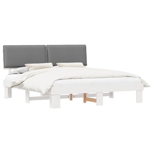 vidaXL Letto con Testiera Rivestita Grigio chiaro 200 x 200 cm
