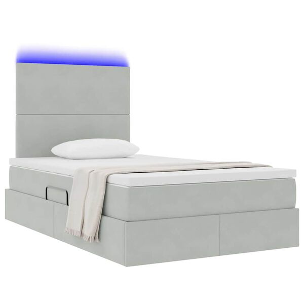 vidaXL Letto con contenitore e LED Grigio chiaro 120 x 200 cm Velluto