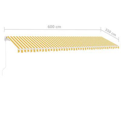 vidaXL Tenda da Sole Autoportante Manuale 600x350 cm Gialla Bianca