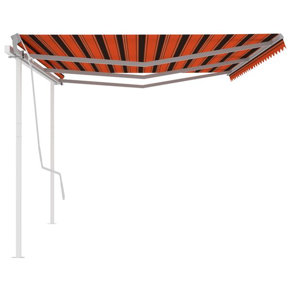 vidaXL Tenda da Sole Retrattile Manuale con Pali 6x3 m Arancio Marrone