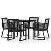 vidaXL Set Mobili da Pranzo per Giardino 5 pz Nero