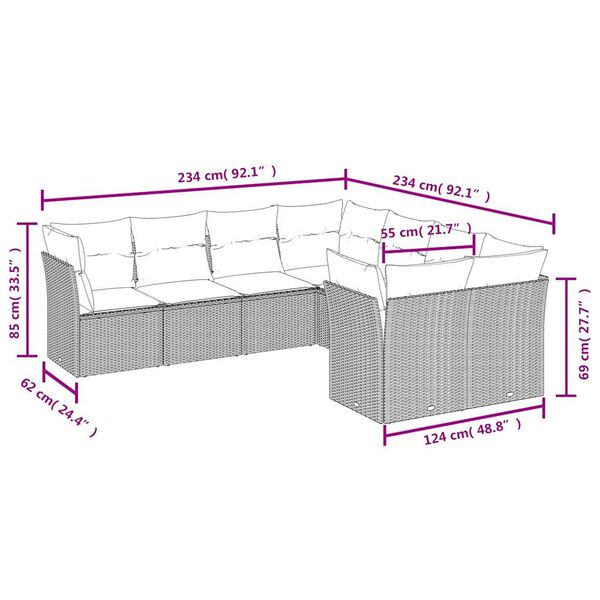 vidaXL Set Divano da Giardino 8 pz con Cuscini Beige in Polyrattan